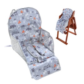 High Chair Pad,high Chair Cushion,seat Cushion Breathable Pad,Comfortable Seat Belt Design,Cute Pattern,Soft and Comfortable ,Baby Sits More Comfortable(Gray Animal Pattern)