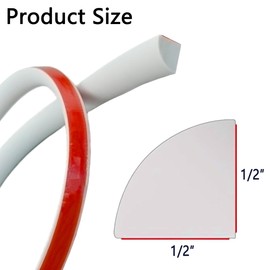 Peel and Stick Rubber Edge Trim, 1/2 x 59'' Flexible Quarter Round Molding, Molding Double-Sided Self Adhesive Wall Corner Trim for Floor, Wall, Tub, Cabinet,Curved Stairs (White-59'')