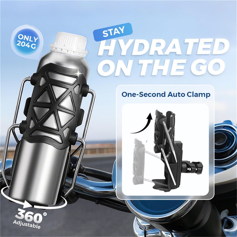 Adjustable Bike & Motorcycle Drink Holder – Rotating Handlebar Cup