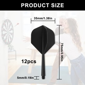 XUHN Pack of 12 Dart Flights with Shaft Stable Darts Accessories, Dart Shafts and Flights, Darts Flights with Shafts, Flyer with Shaft, for Darts with 2BA Thread