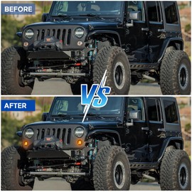 AUYICH Turn Signal Lights Fit for Wrangler JK 2007-2017, 2PCS LED Daytime Running Lights LED, Front Amber Turn Signal Lamp, White Grill Indicator Parking Light, Clear Lens