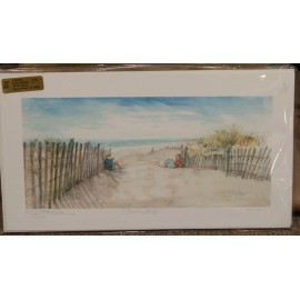 Giclè Print Dunes Fence Ocean Shore BOOKENDS Kids Reading Winter Beach PJ Teller