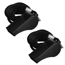 SHUBEIEUMI Whistle, 2 Packs Plastic Whistles With Lanyard, Professional Sports Whistle, Loud Crisp Sound Whistle Great for Coaches, Referees, and Officials, Sports Lifeguards-Black