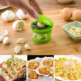 1 Piece Garlic Chopper, Stainless Steel Mini Garlic Press Crusher Gadget Ginger Chopper Cutter with Clear Plastic Tray Green