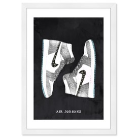 Wynwood Studio Fashion and Glam Modern Basketball Retro Shoes Canvas Wall Art Classic Sneakers II Living Room Bedroom and Bathroom Home Decor 13x19 Black and White