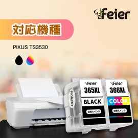 Feier Canon BC-365XL (Pigment Black) BC-366XL (Dye Color) Ink Cartridge Refill for Canon TS3530 Ink BC-365 BC-366 Compatible Canon Ink 365 366 Large Capacity Compatible with PIXUS TS3530