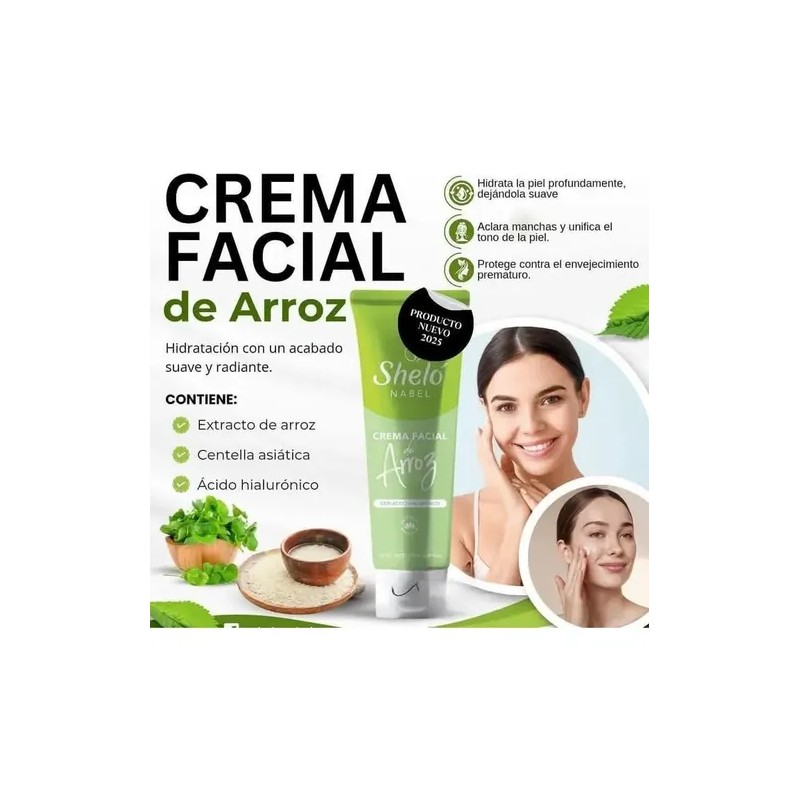 Crema Facial De Arroz Sheló Nabel Acido Hialurónico 2 Pack