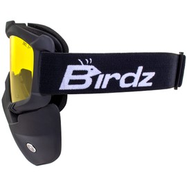 Birdz Eyewear Skylark Motorcycle Goggles with Removable Face Mask Black Frame Riding Glasses for Motorcyclists