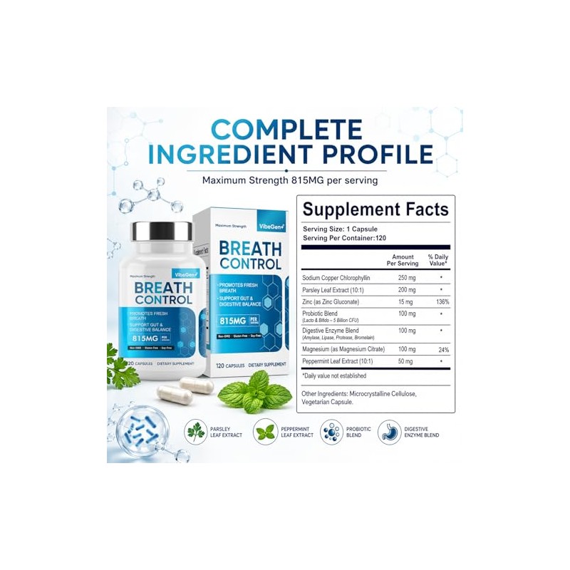Bad Breath Treatment for Adults, 7-in-1 Advanced Breath Control Supplement