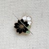 StewArt Stitches Black and White Flowers Enamel Needle Minder, Fridge