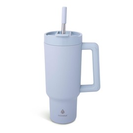 Manna Rogue Stainless Steel Double Wall Insulated Tumbler with Smart Seal Dual Sip Lid and Straw Fit Handle - 40 Oz - Ocean Mist Powder Coat