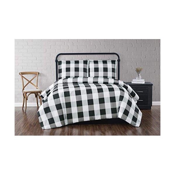 Truly Soft Everyday Buffalo Plaid Black Twin XL Comforter Set