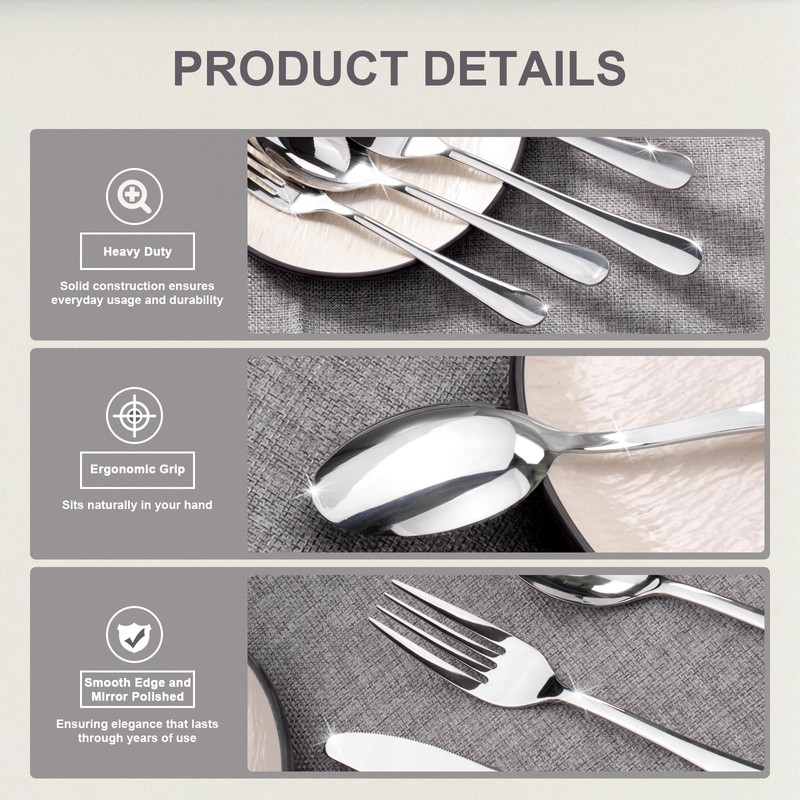 SilouC Silverware Set, 30-Piece Flatware Cutlery Set Service for 6,