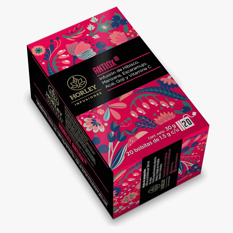 Horley ANTIOX: Infusion de Hibisco, Manzana, Escaramujo, Acai, Goji y