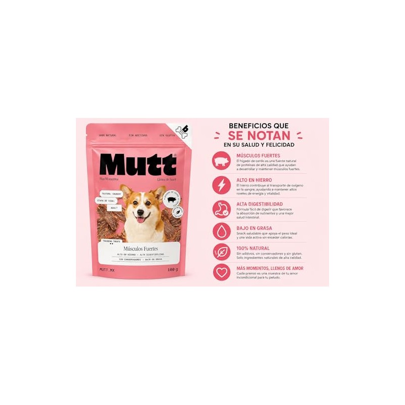 MUTT Premios Hígado de Cerdo para Perro Músculos Fuertes 100g