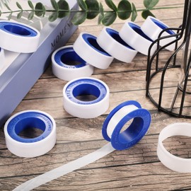 HuaJiao 10 Rolls Teflon Tape, 15 mm x 10 m Long PTFE Thread Sealing Tape, Teflon Tape for Plumbing Joint for Pool, Kitchen, Industrial (White)