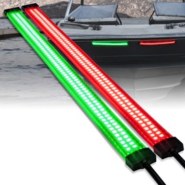 TRUE MODS Red Green LED Marine Navigation Light Strips for Boats [66/132 LEDs Per Strip] [Single/Dual Row] [IP68 Waterproof] [Flexible Housing] Navigation Bow Light for Kayak Pontoon Bass Fishing Boat