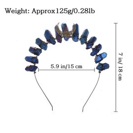 Women's Raw Crystal Crown Headband Boho Quartz Moon Goddess Headpiece (royal1moon)