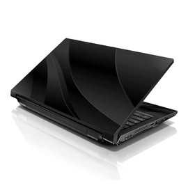 LSS Laptop 17-17.3" Skin Cover with Colorful Black Waves Pattern for HP Dell Lenovo Apple Asus Acer Compaq - Fits 16.5" 17" 17.3" 18.4" 19" (2 Wrist Pads Free)