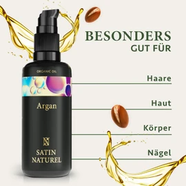 Satin Naturel Organic Cold-Pressed Argan Oil, 100% Pure & Natural, Helps Against Dry Scalp, Hair Oil for Dry Hair, Hair Growth Oil, 100 ml
