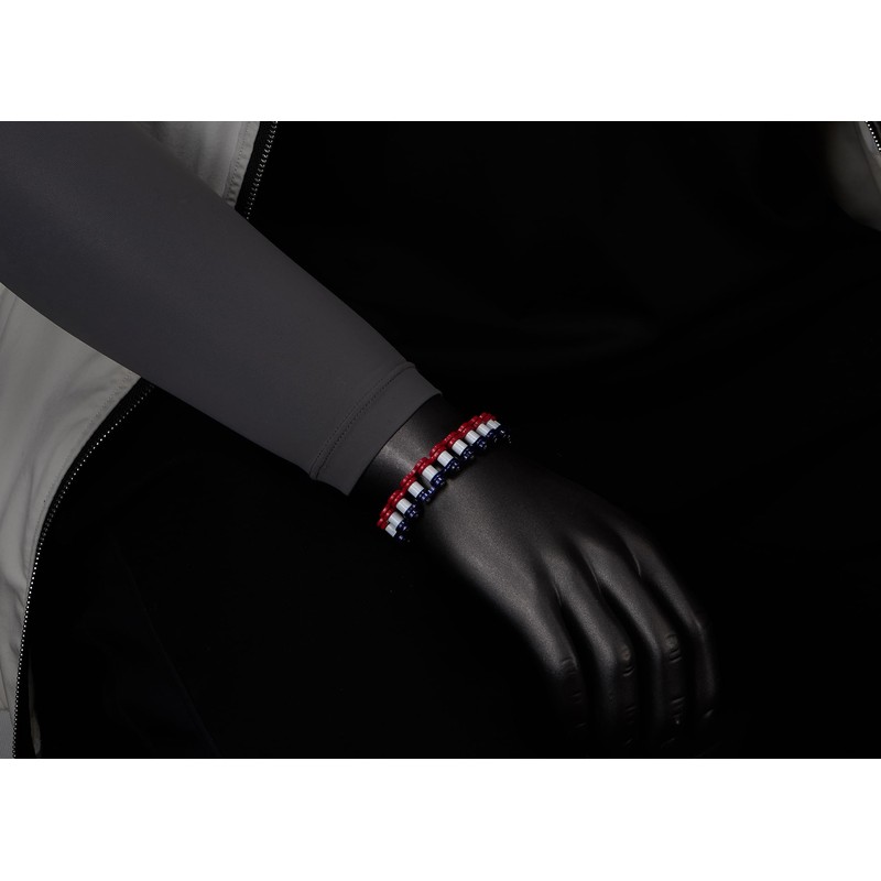 COOLSTEELANDBEYOND Men’s Stainless Steel Bike Chain Bracelet Red White and