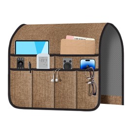 Meeall Armchair Caddy & Remote Control Holder for Couch & Recliner | Non-Slip Armrest Organizer with 6 Pockets for TV Remote, Phone, Tablet, Magazine & More, Chocolate