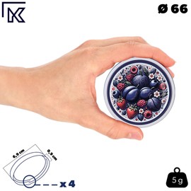 KADAX Screw Lid fi66 mm, Replacement Lid Set Made of Metal, Preserving Lids Suitable for 200 ml and 315 ml Jars, Twist-Off Lid with 4 Locking Teeth, Lids (Summer Fruit, Pack of 10)