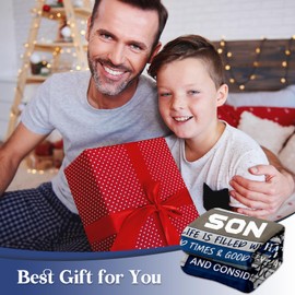 Glydein Son Gifts from Mom Dad - Soft Flannel Blanket 50 x 60 inches - Birthday Valentines Fathers Day Christmas Graduation Gifts for Son