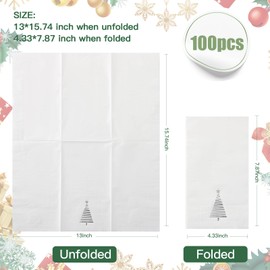 Tamone 100PCS 3-Ply Christmas Napkins - Silver Christmas Tree Napkins - Silver Napkins Disposable - Premium Quality Dinner Napkins Soft and Absorbent for Christmas