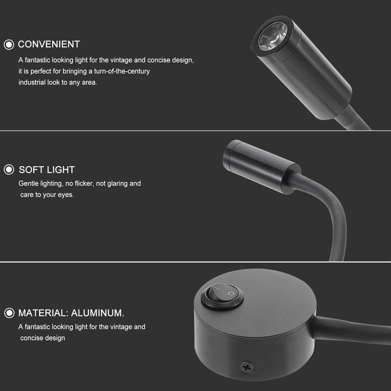 Luz de lectura LED de 3W de LEDMOMO, lámpara de