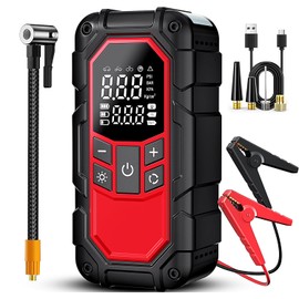 Jump Starter with Air Compressor,3000A car Battery Jump Starter (9.0 Gasoline/6.5L Diesel) with 150PSI Digital tire inflator Portable,12V Power Pack Car Jump Box Charger with LCD Display, Lights