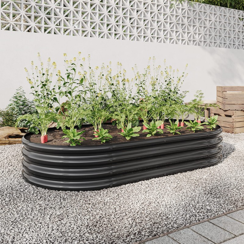 espidoo Oval Metal Raised Garden Bed: Large Elevated Planter Box