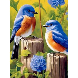 Yomiie 5D Diamond Art Painting Kits Bird Full Drill by Number Kits, Blue Bird Paint with Diamonds Art Rhinestone Embroidery Cross Stitch Craft Decor 30x40cm (12x16inch)