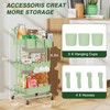LEHOM 3-Tier Rolling Mobile Utility Cart with Hanging Cups &