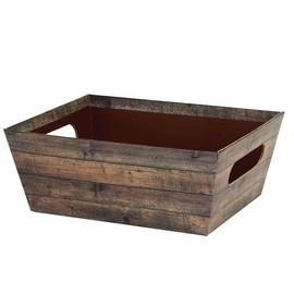 Rustic Wood, Large Wide Base Market Tray,for Holiday Birthday Wedding Anniversary Candie Snack Gift Basket. 6 Pack