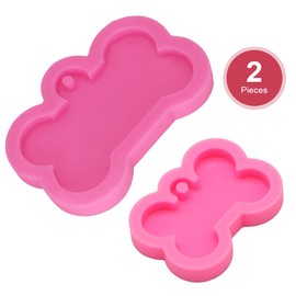 2PCS Shiny Dog Bone Shape Keychain Molds Resin Silicone Molds Dog Tag Molds Silicone Molds Polymer Clay DIY Jewelry Making Silicone Molds Epoxy Resin Craft