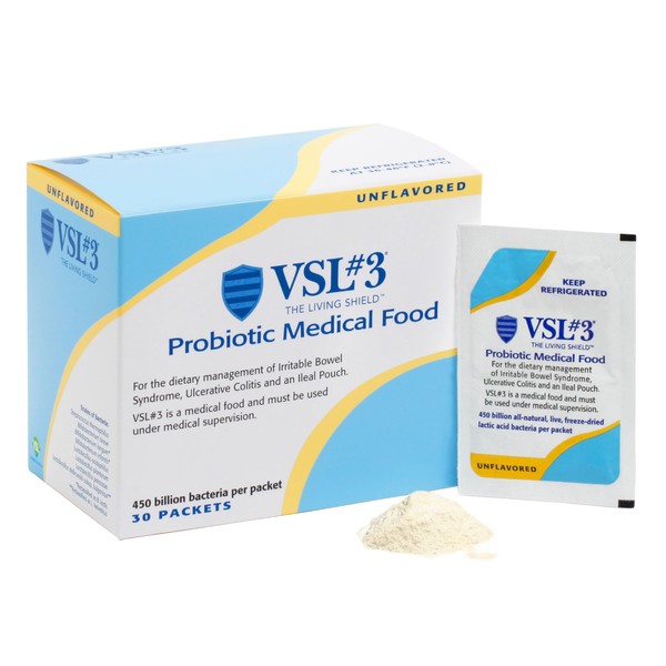 VSL#3 Probiotics for Digestive Health, Probiotic Powder, Medical Food for Gut Health Support in Women & Men, High Potency, Multi-Strain, Live Refrigerated Probiotics, 450 Billion CFUs, 30 Pack