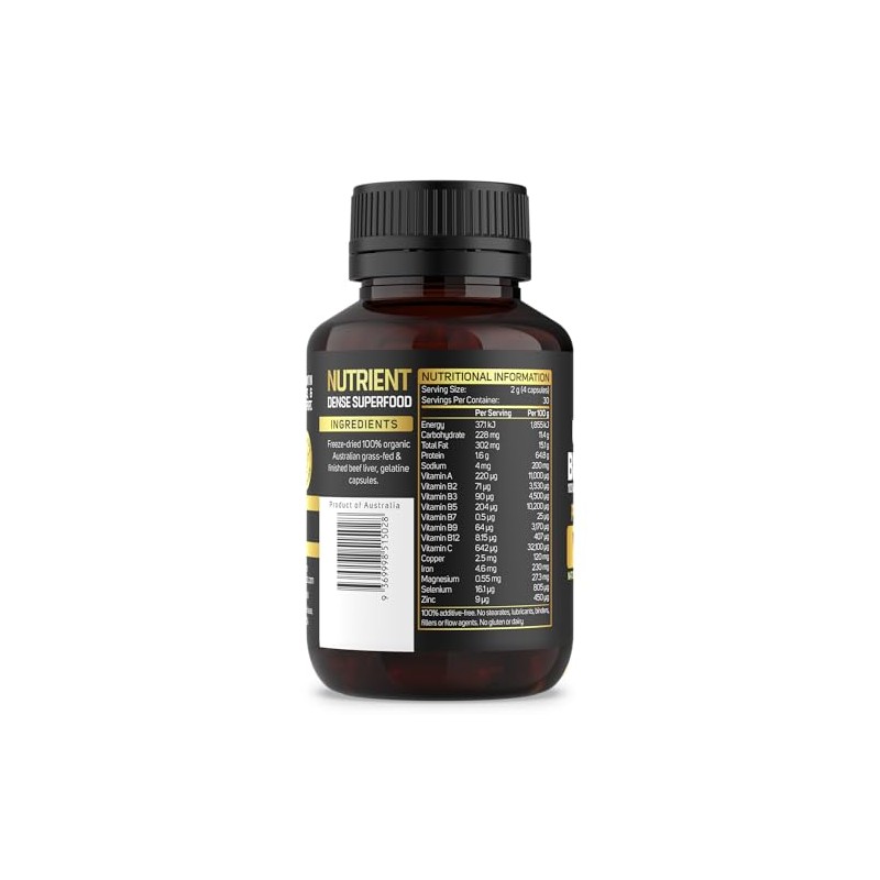 Organic Grass-Fed Beef Liver Capsules 2000mg | MTHFR-Friendly, Bovaer-Free –