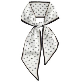 GIMIRO Satin Silk Scarf 148 x 13.5 cm Tie Double Layer Waistband for Blazer, Coat, Dress, White +