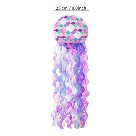 Jellyfish paper lantern combination set, ocean mermaid themed party, birthday party decoration (Colored ripple)