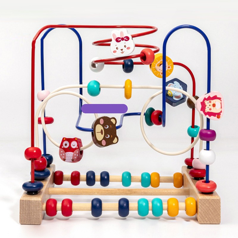 Wooden Bead Maze Roller Coaster Educational Circle Toy Coordination Ability