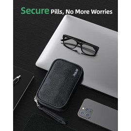 PULIV Weekly Pill Organizer 4 Times a Day with a Business Stylish Bag, Portable Pill Box 7 Day with 28 Compartments for Men, Removable Pill Sorters to Store Vitamin, Medication, Fish Oil, Supplements