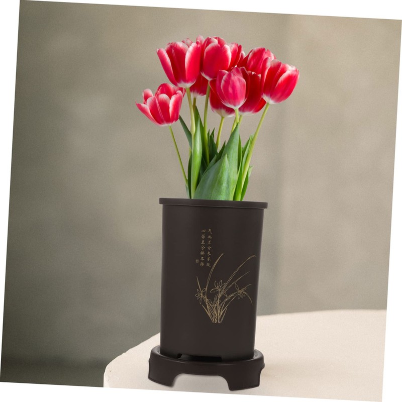 BESPORTBLE 1set Orchid Pot with Tray Elegant Indoor Flower Planter