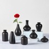 Small Black Vases Set of 8 - Mini Ceramic Bud