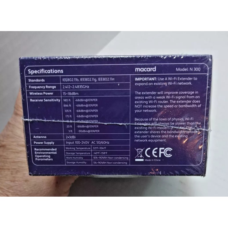 Macard Wi-Fi Range Extender Macard N300 300 Mbps ** New