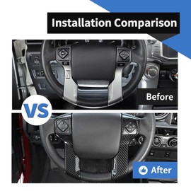 Voodonala for 4Runner Steering Wheel Cover Decoration Trim fit Toyota Tacoma 2014-2021 Tundra Sequoia 2018-2021 Toyota 4Runner SUV 2010-2021(2 Holes,Carbon Fiber Black)
