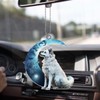 Wolf Car Hanging Ornament,Wolf and Moon Ornament for Car Rearview