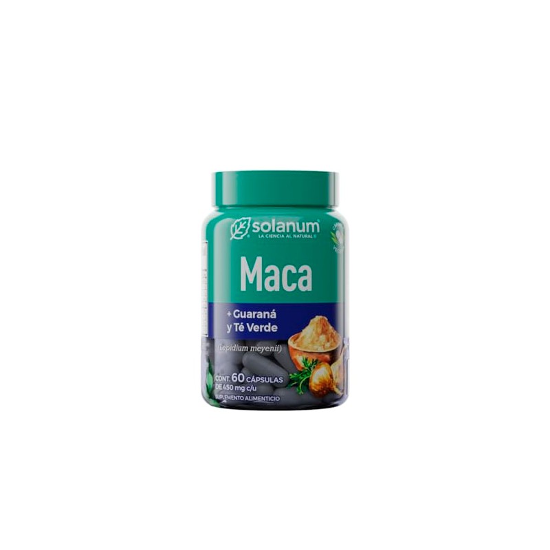 Solanum Línea Herbal Maca + Guaraná, 60 Cápsulas Vegetales, Sin