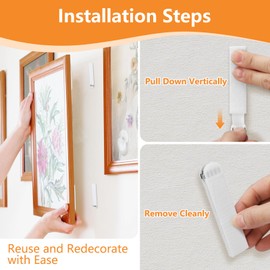 Hang Pictures on Wall Without Nails -Damage-Free Wall Hanging Strips 12-Pack, Heavy Duty Velcro Adhesive Picture Hangers for Frames, No Drilling or Nails Needed