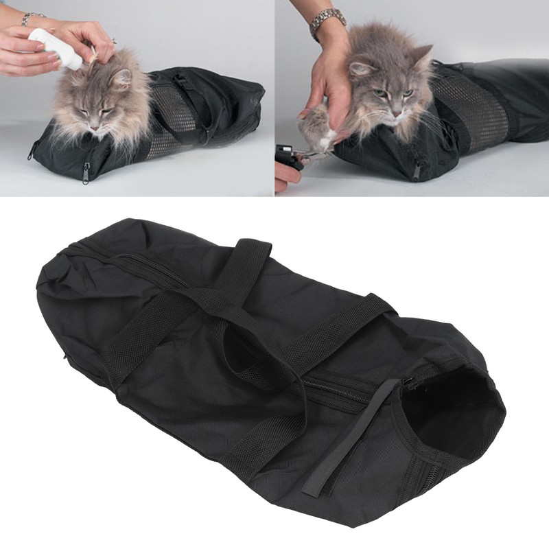 Cat Grooming Bag Scratch Resistant Multifunctional Breathable Pet Bathing Restraint